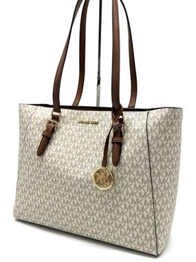 Michael Kors Charlotte Large 3-in-1 Signature Logo Tote Bag Vanilla/ Brown